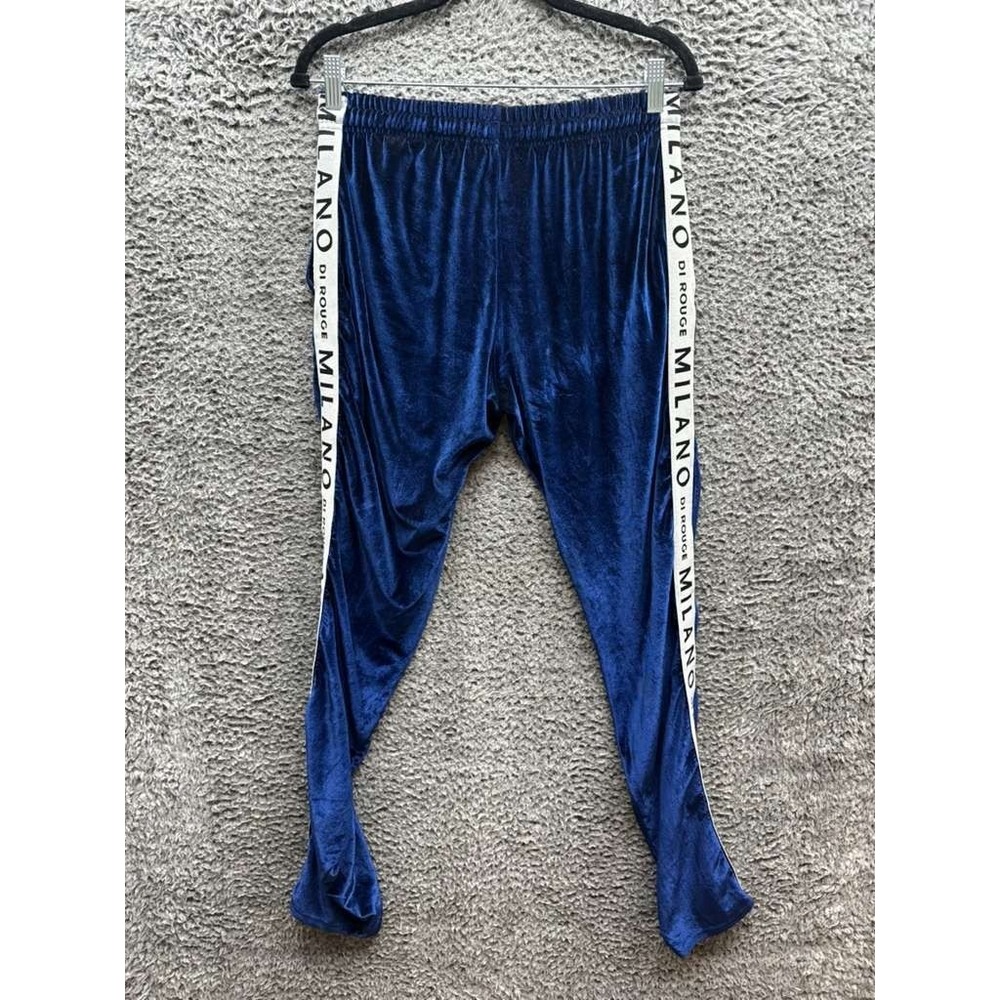 Milano Di Rouge Slim Fit Velvet Drawstring Track Pants Blue‎ Mens Size M